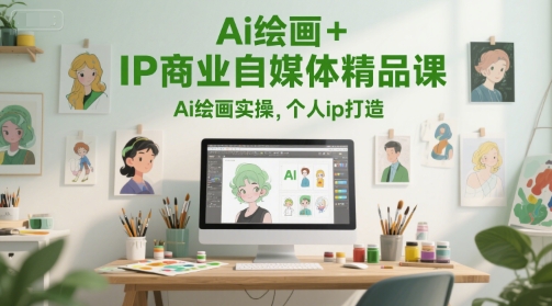 Ai绘画+IP商业自媒体精品课，Ai绘画实操，个人ip打造网赚项目-副业赚钱-互联网创业-资源整合小白搞钱网,分享免费网赚项目,网创资源,视频教程,网络资源的休闲小站