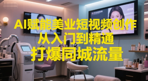 AI赋能美业短视频创作，从入门到精通，打爆同城流量，超级AI工具短视频实操落地网赚项目-副业赚钱-互联网创业-资源整合小白搞钱网,分享免费网赚项目,网创资源,视频教程,网络资源的休闲小站