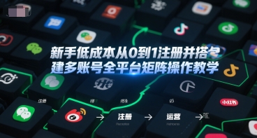 新手低成本从0到1注册并搭建多账号全平台矩阵操作教学，手机号-邮箱-IP-工具网赚项目-副业赚钱-互联网创业-资源整合小白搞钱网,分享免费网赚项目,网创资源,视频教程,网络资源的休闲小站