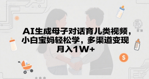 AI生成母子对话育儿类视频，小白宝妈轻松学，多渠道变现，月入1W+网赚项目-副业赚钱-互联网创业-资源整合小白搞钱网,分享免费网赚项目,网创资源,视频教程,网络资源的休闲小站