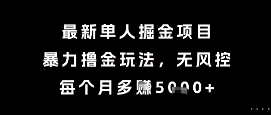 最新单人掘金项目，暴力撸金玩法，无风控，每个月多挣5k+【揭秘】网赚项目-副业赚钱-互联网创业-资源整合小白搞钱网,分享免费网赚项目,网创资源,视频教程,网络资源的休闲小站