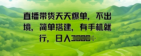 直播带货天天爆单，不出境，简单搭建，有手机就行，日入多张网赚项目-副业赚钱-互联网创业-资源整合小白搞钱网,分享免费网赚项目,网创资源,视频教程,网络资源的休闲小站