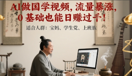 AI做国学视频，流量暴涨 ，0 基础也能日入多张网赚项目-副业赚钱-互联网创业-资源整合小白搞钱网,分享免费网赚项目,网创资源,视频教程,网络资源的休闲小站