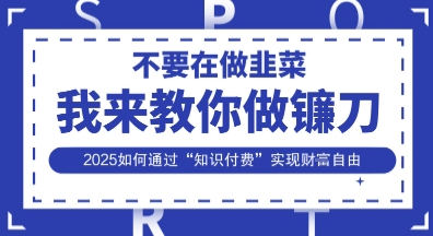 韭菜生涯终结者，我来教你做镰刀，2025如何通过“知识付费”实现财F自由【揭秘】网赚项目-副业赚钱-互联网创业-资源整合小白搞钱网,分享免费网赚项目,网创资源,视频教程,网络资源的休闲小站