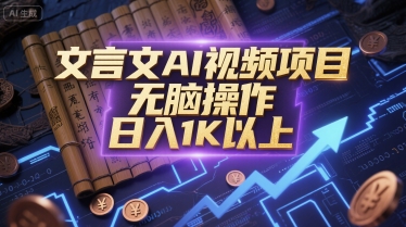 文言文AI视频项目，无脑操作，日入1K以上网赚项目-副业赚钱-互联网创业-资源整合小白搞钱网,分享免费网赚项目,网创资源,视频教程,网络资源的休闲小站