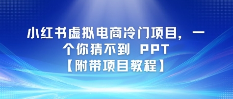 小红书虚拟电商冷门项目，一个你猜不到 PPT【附带项目教程】网赚项目-副业赚钱-互联网创业-资源整合小白搞钱网,分享免费网赚项目,网创资源,视频教程,网络资源的休闲小站