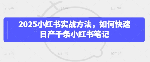 2025小红书实战方法，如何快速日产千条小红书笔记网赚项目-副业赚钱-互联网创业-资源整合小白搞钱网,分享免费网赚项目,网创资源,视频教程,网络资源的休闲小站