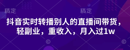 抖音实时转播别人的直播间带货，轻副业，重收入，月入过1w网赚项目-副业赚钱-互联网创业-资源整合小白搞钱网,分享免费网赚项目,网创资源,视频教程,网络资源的休闲小站