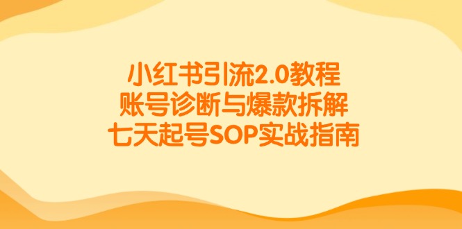 （14981期）小红书引流2.0教程，账号诊断与爆款拆解，七天起号SOP实战指南网赚项目-副业赚钱-互联网创业-资源整合小白搞钱网,分享免费网赚项目,网创资源,视频教程,网络资源的休闲小站