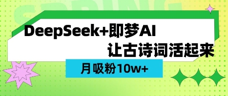 用DeepSeek做AI 古诗词视频，涨粉 10W+(保姆级教程)网赚项目-副业赚钱-互联网创业-资源整合小白搞钱网,分享免费网赚项目,网创资源,视频教程,网络资源的休闲小站