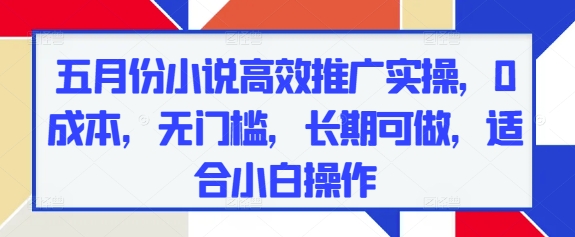 五月份小说高效推广实操，0成本，无门槛，长期可做，适合小白操作网赚项目-副业赚钱-互联网创业-资源整合小白搞钱网,分享免费网赚项目,网创资源,视频教程,网络资源的休闲小站