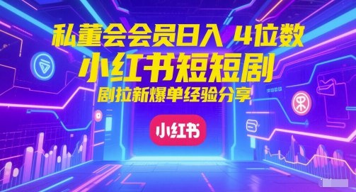 私董会会员日入4位数小红书红果短剧拉新爆单经验分享网赚项目-副业赚钱-互联网创业-资源整合小白搞钱网,分享免费网赚项目,网创资源,视频教程,网络资源的休闲小站