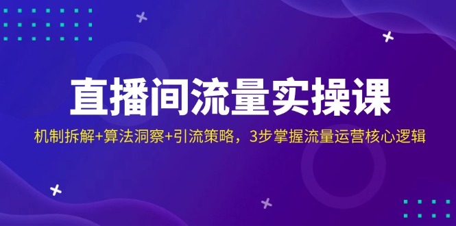 （14122期）直播间流量实操课：机制拆解+算法洞察+引流策略，3步掌握流量运营核心逻辑网赚项目-副业赚钱-互联网创业-资源整合小白搞钱网,分享免费网赚项目,网创资源,视频教程,网络资源的休闲小站