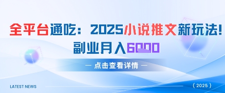 全平台通吃：2025小说推文新玩法，副业月入6k网赚项目-副业赚钱-互联网创业-资源整合小白搞钱网,分享免费网赚项目,网创资源,视频教程,网络资源的休闲小站