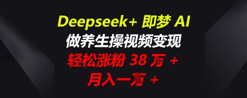 Deepseek+即梦AI，做养生操视频变现，轻松涨粉38W+，月入一W+网赚项目-副业赚钱-互联网创业-资源整合小白搞钱网,分享免费网赚项目,网创资源,视频教程,网络资源的休闲小站