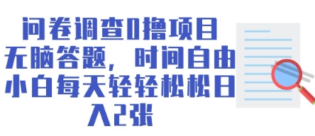 问卷调查0撸项目，无脑答题，时间自由，小白每天轻轻松松日入2张网赚项目-副业赚钱-互联网创业-资源整合小白搞钱网,分享免费网赚项目,网创资源,视频教程,网络资源的休闲小站