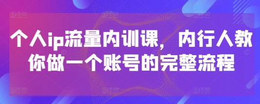 个人ip流量内训课，内行人教你做一个账号的完整流程网赚项目-副业赚钱-互联网创业-资源整合小白搞钱网,分享免费网赚项目,网创资源,视频教程,网络资源的休闲小站