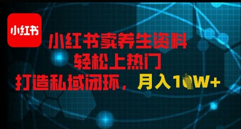 小红书卖养生资料轻松上热门，打造私域闭环，月入1W+网赚项目-副业赚钱-互联网创业-资源整合小白搞钱网,分享免费网赚项目,网创资源,视频教程,网络资源的休闲小站