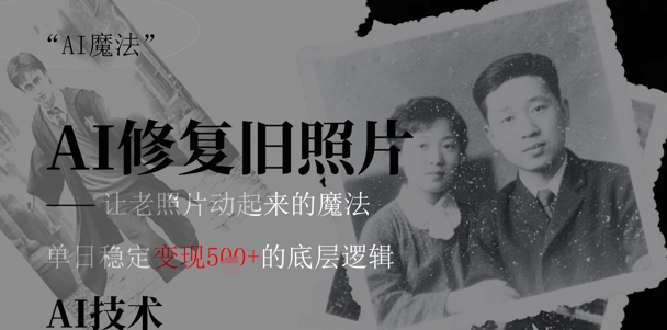 AI 魔法：让泛黄旧照变成朋友圈爆款视频，私域转化率提升50%，单日变现5张网赚项目-副业赚钱-互联网创业-资源整合小白搞钱网,分享免费网赚项目,网创资源,视频教程,网络资源的休闲小站