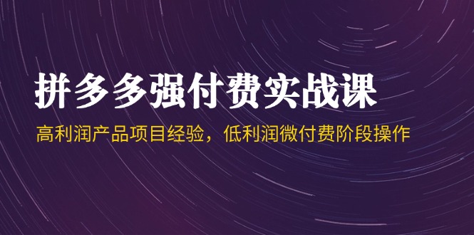 （14874期）拼多多强付费实战课-44期，高利润产品项目经验，低利润微付费阶段操作网赚项目-副业赚钱-互联网创业-资源整合小白搞钱网,分享免费网赚项目,网创资源,视频教程,网络资源的休闲小站