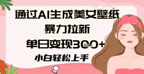 通过AI生成美女壁纸暴力拉新，单日变现3张+，小白轻松上手网赚项目-副业赚钱-互联网创业-资源整合小白搞钱网,分享免费网赚项目,网创资源,视频教程,网络资源的休闲小站