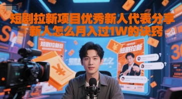 短剧拉新项目优秀新人代表分享新人怎么月入过1W的诀窍网赚项目-副业赚钱-互联网创业-资源整合小白搞钱网,分享免费网赚项目,网创资源,视频教程,网络资源的休闲小站