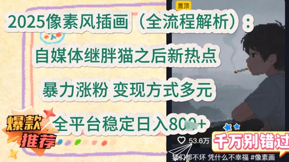 2025像素风插画(全流程解析)：自媒体继胖猫之后新热点，暴力涨粉，变现方式多元，全平台稳定日入多张网赚项目-副业赚钱-互联网创业-资源整合小白搞钱网,分享免费网赚项目,网创资源,视频教程,网络资源的休闲小站