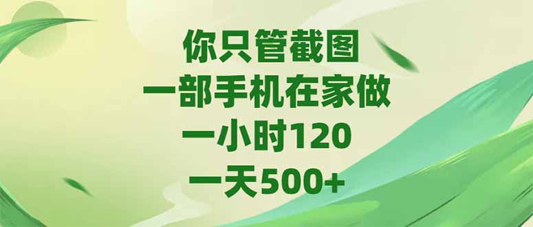 （15039期）你只管截图，一部手机在家做，一小时120，-天500+网赚项目-副业赚钱-互联网创业-资源整合小白搞钱网,分享免费网赚项目,网创资源,视频教程,网络资源的休闲小站
