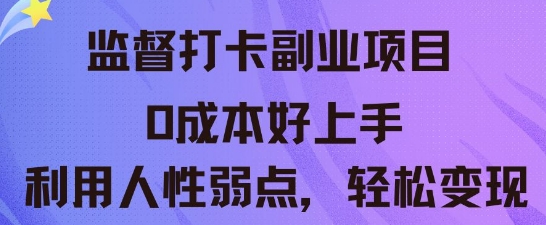 监督打卡副业新玩法，0成本好上手，利用人性的弱点轻松变现网赚项目-副业赚钱-互联网创业-资源整合小白搞钱网,分享免费网赚项目,网创资源,视频教程,网络资源的休闲小站