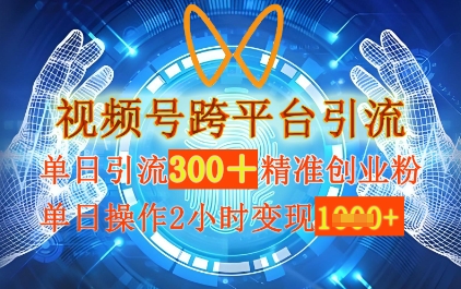 视频号跨平台引流，单日操作2小时，单日引流300+精准创业粉，单日变现数张网赚项目-副业赚钱-互联网创业-资源整合小白搞钱网,分享免费网赚项目,网创资源,视频教程,网络资源的休闲小站