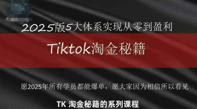 TikTok跨境2025淘金秘籍，​2025TikTok从0到盈利变现网赚项目-副业赚钱-互联网创业-资源整合小白搞钱网,分享免费网赚项目,网创资源,视频教程,网络资源的休闲小站