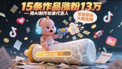 用AI制作幼崽代言人，宝宝的控诉火爆全网，15条作品涨粉13W，单号月入5位数实操教程网赚项目-副业赚钱-互联网创业-资源整合小白搞钱网,分享免费网赚项目,网创资源,视频教程,网络资源的休闲小站