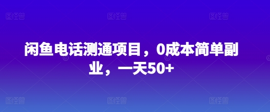 闲鱼电话测通项目，0成本简单副业，一天50+网赚项目-副业赚钱-互联网创业-资源整合小白搞钱网,分享免费网赚项目,网创资源,视频教程,网络资源的休闲小站