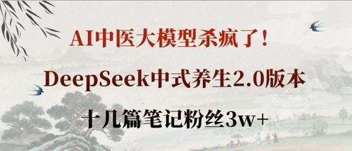 AI中医大模型杀疯了！DeepSeek中式养生2.0版本，十几篇笔记粉丝3w+网赚项目-副业赚钱-互联网创业-资源整合小白搞钱网,分享免费网赚项目,网创资源,视频教程,网络资源的休闲小站