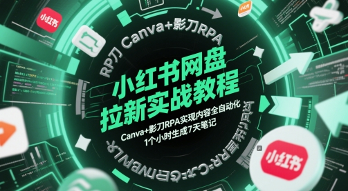 小红书网盘拉新实战教程，Canva+影刀RPA实现内容全自动化，1个小时生成7天笔记网赚项目-副业赚钱-互联网创业-资源整合小白搞钱网,分享免费网赚项目,网创资源,视频教程,网络资源的休闲小站