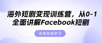 海外短剧变现训练营，从0-1全面讲解Facebook短剧网赚项目-副业赚钱-互联网创业-资源整合小白搞钱网,分享免费网赚项目,网创资源,视频教程,网络资源的休闲小站