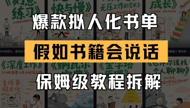 最新爆款拟人化书单玩法，假如书籍会说话，保姆级教程网赚项目-副业赚钱-互联网创业-资源整合小白搞钱网,分享免费网赚项目,网创资源,视频教程,网络资源的休闲小站