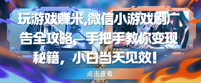玩游戏挣米，微信小游戏刷广告全攻略，手把手教你变现秘籍，小白当天见效网赚项目-副业赚钱-互联网创业-资源整合小白搞钱网,分享免费网赚项目,网创资源,视频教程,网络资源的休闲小站