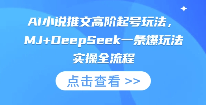 AI小说推文高阶起号玩法，MJ+DeepSeek一条爆玩法实操全流程网赚项目-副业赚钱-互联网创业-资源整合小白搞钱网,分享免费网赚项目,网创资源,视频教程,网络资源的休闲小站