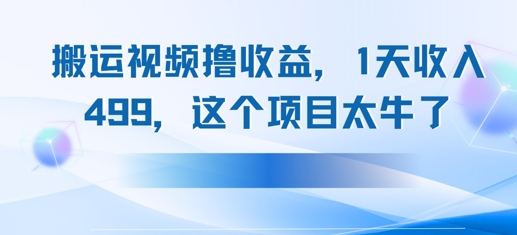 搬运抖音中视频撸收益，1天收入多张，这个项目太牛了网赚项目-副业赚钱-互联网创业-资源整合小白搞钱网,分享免费网赚项目,网创资源,视频教程,网络资源的休闲小站