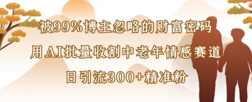 被99%博主忽略的财富密码：用AI批量收割中老年情感赛道，日引流300+精准粉网赚项目-副业赚钱-互联网创业-资源整合小白搞钱网,分享免费网赚项目,网创资源,视频教程,网络资源的休闲小站