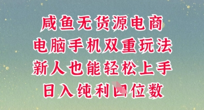 咸鱼无货源电商，多种运营方式，带你从零到一拿结果，可做代运营，也可软件一键发布【揭秘】网赚项目-副业赚钱-互联网创业-资源整合小白搞钱网,分享免费网赚项目,网创资源,视频教程,网络资源的休闲小站