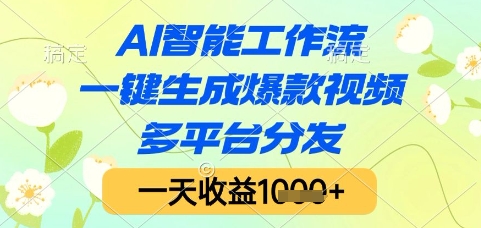 AI智能工作流，一键生成爆款视频，多平台分发，一天收益1k+【揭秘】网赚项目-副业赚钱-互联网创业-资源整合小白搞钱网,分享免费网赚项目,网创资源,视频教程,网络资源的休闲小站