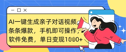 AI一键生成亲子对话视频，条条爆款，一部手机即可操作，单日变现数张网赚项目-副业赚钱-互联网创业-资源整合小白搞钱网,分享免费网赚项目,网创资源,视频教程,网络资源的休闲小站
