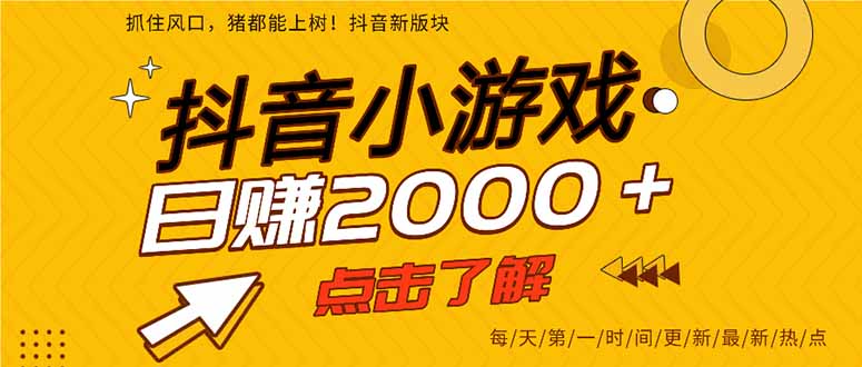 （14319期）抖音小游戏，最新风口项目，亲测单游戏2000+感兴趣点击了解。网赚项目-副业赚钱-互联网创业-资源整合小白搞钱网,分享免费网赚项目,网创资源,视频教程,网络资源的休闲小站
