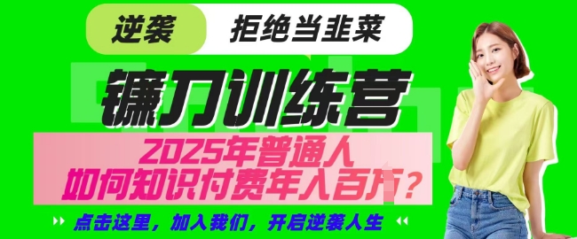 【网创项目终点站-镰刀训练营超级IP合伙人】25年普通人如何通过知识付费实现逆袭【揭秘】网赚项目-副业赚钱-互联网创业-资源整合小白搞钱网,分享免费网赚项目,网创资源,视频教程,网络资源的休闲小站