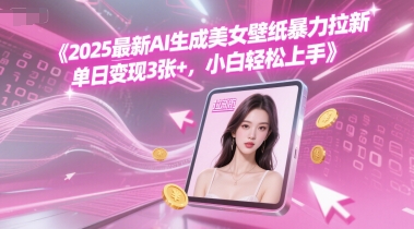 2025最新AI生成美女壁纸暴力拉新, 单日变现3张+，小白轻松上手网赚项目-副业赚钱-互联网创业-资源整合小白搞钱网,分享免费网赚项目,网创资源,视频教程,网络资源的休闲小站