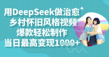 用DeepSeek做治愈乡村怀旧风格视频，爆款轻松制作，当日最高变现多张网赚项目-副业赚钱-互联网创业-资源整合小白搞钱网,分享免费网赚项目,网创资源,视频教程,网络资源的休闲小站