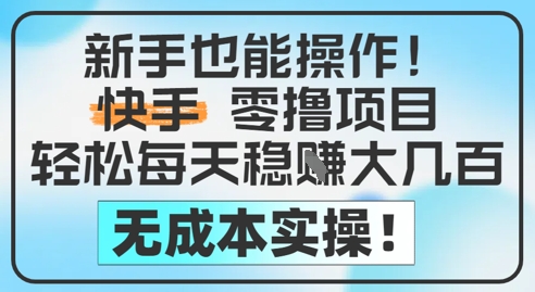新手也能操作，快手零撸挣米，轻松每天挣2-5张，完全无成本网赚项目-副业赚钱-互联网创业-资源整合小白搞钱网,分享免费网赚项目,网创资源,视频教程,网络资源的休闲小站