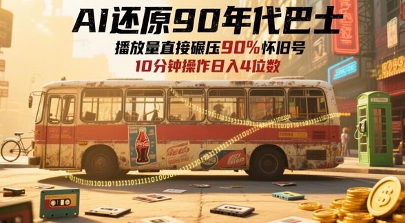 AI还原90年代巴士，一帧就让70后泪崩，播放量直接碾压90%怀旧号，每天操作十分钟，日入四位数网赚项目-副业赚钱-互联网创业-资源整合小白搞钱网,分享免费网赚项目,网创资源,视频教程,网络资源的休闲小站